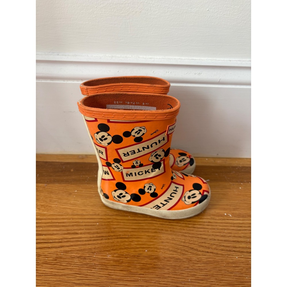 Hunter x Disney Mickey Mouse Toddler Rain Boots Orange Size 7B/8G EU 23
